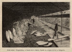 Solné studny Ho-Boung (Ho Boung), otevřené štoly na horské straně, 20 metrů hluboké, jsou podepřeny dřevěnými rámy, voda je přiváděna bambusovými kanály do mramorových žlabů, z nichž každé odpovídá peci, kde slaná voda se soustředí na od Unknown artist