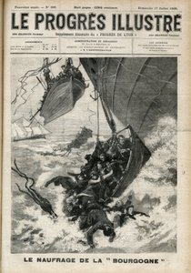 Ztroskotání lodi Transatlantic The „Burgundy“ Rytina v „The Ilustrious progress““ z července 1898. od Unknown artist