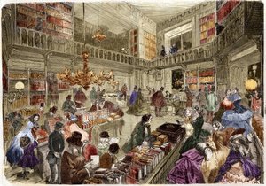 Prodejna knihkupectví Nouvelle, boulevard des italiens v Paříži v roce 1860. od Unknown artist
