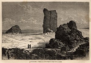 Ruiny Birs Nimroud s výkladní skříní, které tehdejší turistická komunita Bagdádu (Irák) označila za mýtickou babylonskou věž. Engravure pour illustrrer le voyage dans la Babylon, en 1866, Guillaume Lejean, v „Le tour du monde, nouveau j od Unknown artist