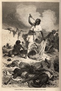 Sebevražda císaře (negus) Etiopie Theodoros II (Tewodros) (cca 1818-1868), dne 13. od Unknown artist