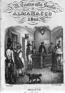 Prodej vstupenek v teatro alla Scala, almanach z roku 1833. od Unknown artist