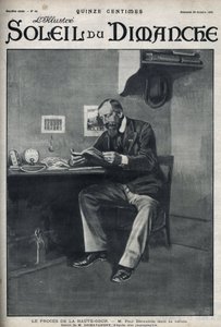 Proces u Nejvyššího soudu: pan Paul Deroulede (1846-1914), francouzský spisovatel a nacionalistický aktivista, který je důležitým aktérem v antidreyfusismu, ve své cele po jeho pokusu o státní převrat 23. února. Rytina v „“Le sun-du-dimanche“, 29. října od Unknown artist
