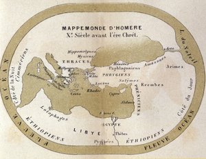 Mapa světa Homera. 9. století před naším letopočtem. od Unknown artist