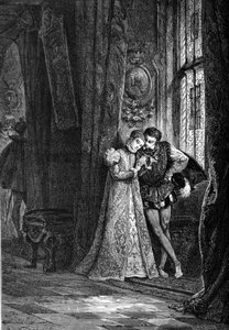 Mladí snoubenci Marie Iere Stuartovna (1542 - 1587) a František II. (1544 - 1560) se rádi odkláněli stranou, aby důvěřovali. Rytina 19. století. od Unknown artist