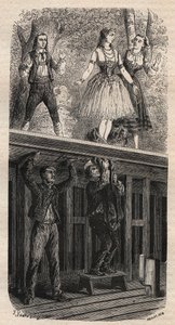 Divadelní triky - metamorfóza - rytina 1875 od Unknown artist
