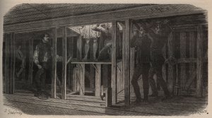 Divadelní triky - polykání - rytina 1875 od Unknown artist