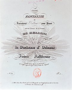 Titulní strana partitury Grande Fantaisie od F Kalkbrennera od Unknown artist