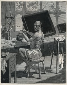 Nedostatek ropy Tong v Číně. Rytina z roku 1885 v „“Les arts et metiers illustres““ od Adolphe BITARDA. od Unknown artist