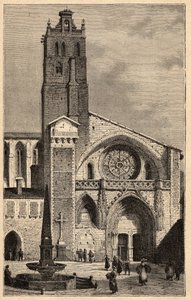 Katedrála v Toulouse - Cathedrale Saint-Etienne de Toulouse - (Saint Etienne) rytina „“ PATRIE“ - PECTUREQUIREQUE POPIS FRANCIE V 6 SVAZTECH LUCIEN HUARD - konec 19. století od Unknown artist
