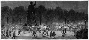 Překlad sochy Republique (Marianne v bronzu, 9,50 m vysoká), z dílen pana Thiebauta na Place de la Republique v Paříži v roce 1883 od Unknown artist
