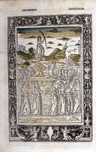 Triumph of the Chastity of Petrarca (Francesco Petrarca). Miniatury sd. Bibl. Trivulziana, Milán. od Unknown artist