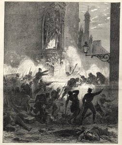 Povstání republikánů v Katalánsku: boje v Barceloně v noci z 25. na 26. září 1869 - Sexenio Democratico (šest let demokraté) - Španělsko pod vládou generála Francisca Serranose 1869/1870 - Republikánské povstání v Katalánsku: bar od Unknown artist