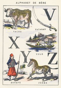 V X Y Z: kráva, yole, zouave, zebra od Unknown artist