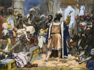 Vasco da Gama doručuje dopis portugalského krále Manuela Samorimu z Calicutu - po namalování, cca. od Unknown artist