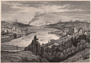 Pohled na Konstantinopol, nyní Istanbul, a Zlatý roh během XIX století od Unknown