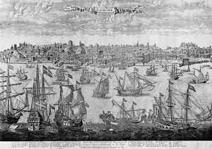 Pohled na Lisabon, rytina, Portugalsko od Unknown artist