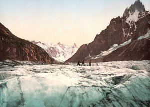 Pohled na Mont Blanc: The Mer de Glace. Fotochrom c. 1890. od Unknown artist
