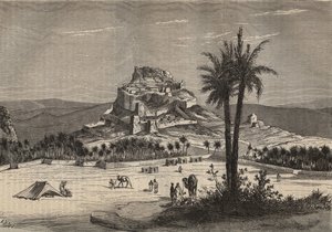 Pohled na Oued el Golea (El Menia nebo El Menea dříve El Golea) v Alžírsku na jihu provincie Oran na konci 19. století - rytina od Unknown artist