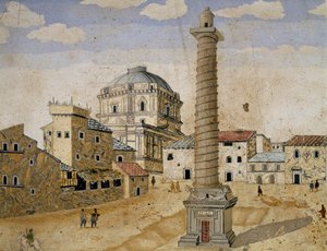Pohled na Řím s Trajánovým sloupem od Unknown artist