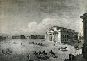 Pohled na Bolchoi Theatre v Moskvě kolem roku 1840. Rusko od Unknown artist
