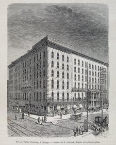 Pohled na hotel Sherman v Chicagu - v “”Le tour du monde”” od Unknown artist