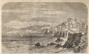 Pohled na starověký přístav Janov - Pohled na přístav Genes - Genova en 1861 - Rytina od Unknown artist