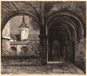 Pohled na klášter opatství Solesmes z galerie, Sarthe, Francie od Unknown