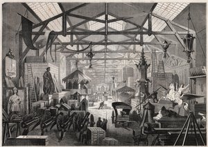 Pohled na stavební dílny Eugena Delesserta, společnosti pořádající veřejné večírky, avenue Dauphine a Paris - rytina v „“Le Monde Illustré““ od Unknown artist