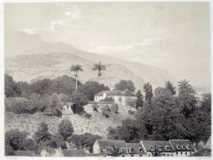 Pohled na domy z Boulevard de la Comedie v Saint Pierre na Martiniku na Antilách. Tisk podle fotografie z konce 19. století Chartres musee des Beaux Arts od Unknown artist