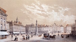 Pohled na velké náměstí města Lille. Rytina Paříže 19. století, B.N. od Unknown artist