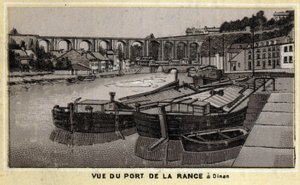 Pohled na port de la Rance v Dinan, Cote d