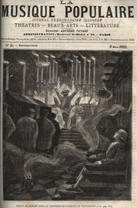 Vize Wolfganga Amadea Mozarta (1756-1791) v kapli (velké varhany) opatství Weingarten v Německu – rytina v proslulém týdeníku „” Popular Music”””” - 1882 od Unknown artist