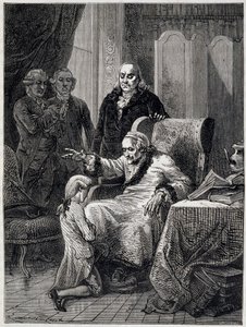Voltaire na lavičce Franklinova vnuka - v „“L