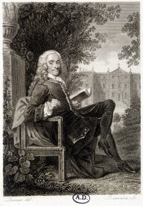Voltaire čtení v parku - rytina od Unknown artist