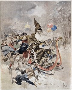 Akvarel zobrazující Santa Clause. ""Ilustrovaný svět"". 21.12.1895. od Unknown artist