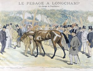 Vážení v Longchamp a skupina majitelů koní od Unknown artist