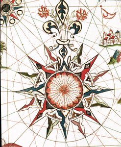 Wind Rose (Detail portulanu Castellini od Unknown artist