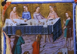 Dámský banket. Miniatura z rukopisu ze 13. století. od Unknown artist