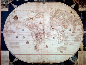 Mapa světa mořeplavce Sebastiano Caboto (Sebastien Cabot) (1476-1557) 1544. Paříž, B.N. od Unknown artist