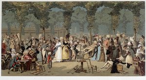 Světová procházka zahradami královského paláce, konec 18. století - chromo podle rytiny Debucourta od Unknown artist