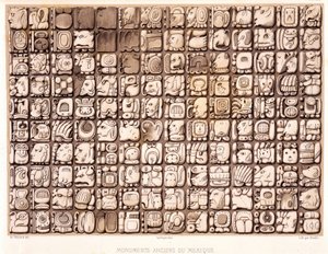 Psací tabulka - v „Starověké památky Mexika: Palenqué a další ruiny starověké civilizace Mexika“ od Brasseur de Bourbourg, Paříž od Unknown artist