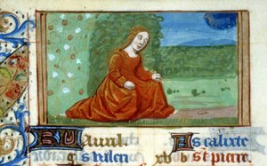 Mladá žena v zahradě a znamení zvěrokruhu Býk - miniatura od Unknown artist