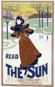 Mladá žena bruslení - reklama na noviny ""The Sun"" od Unknown artist