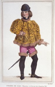 portrét Pierra de Giac, oblíbence Karla VII., ministra a superintendenta financí. Rytina z roku 1830 od Unknown artist