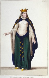 portrét Saint Radegonde (asi 520-587), královny franků, manželka Clotaire (Clothaire) I, rytina z roku 1830 od Unknown artist