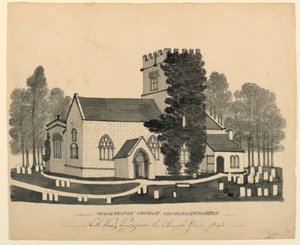 Oddington Church Yard, Gloucestershire, North West View od Unknown, English