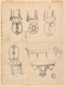Kresby, židle a architektonické skici, 1785-1795 od Unknown artistUnknown artist