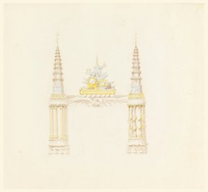 Kresba, komínový nástavec, západní stěna hudebního pokoje, asi 1820 od Unknown artistUnknown artist