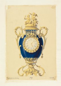 Kresba, Hodiny zasazené do porcelánu, ca. 1855 od Unknown artistUnknown artist